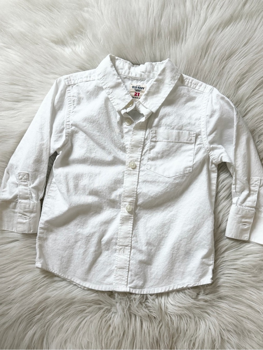 Old Navy White Long-Sleeve Button-Down Shirt for Toddlers